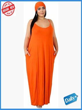 Plus Size Maxi Dress with Pockets Sleeveless Summer Casual